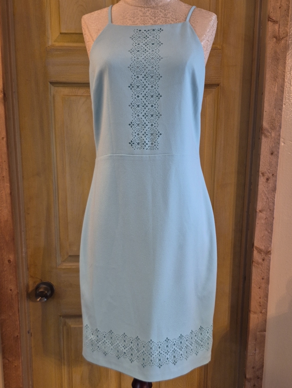 Banana Republic Halter Dress With Cutout Designs Mint Green Size 8 Side Zipper